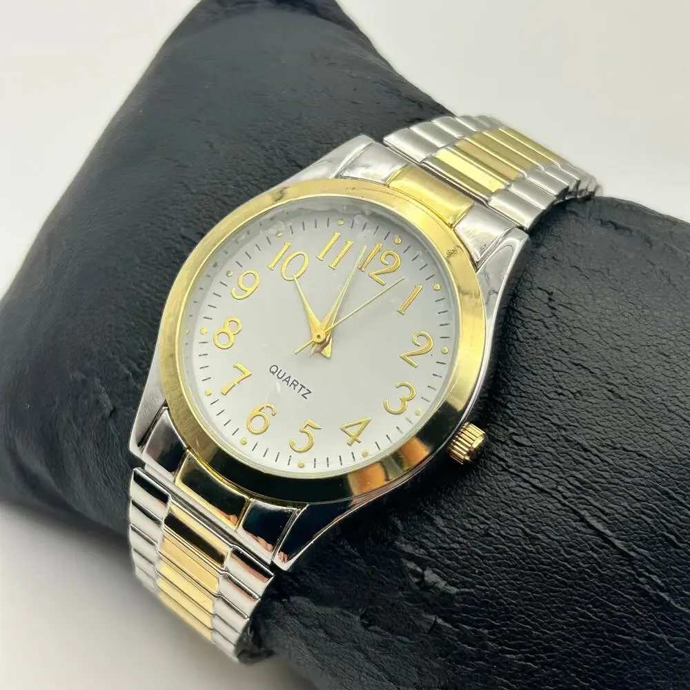 Accutime Watch Corp Two-tone St. Steel Classic Men’s Watch Working New Battery